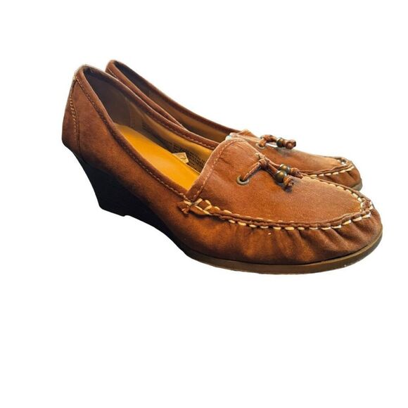 Naturalizer Brown Suede Wedge Moccasin Shoe Size 7 - Picture 1 of 4